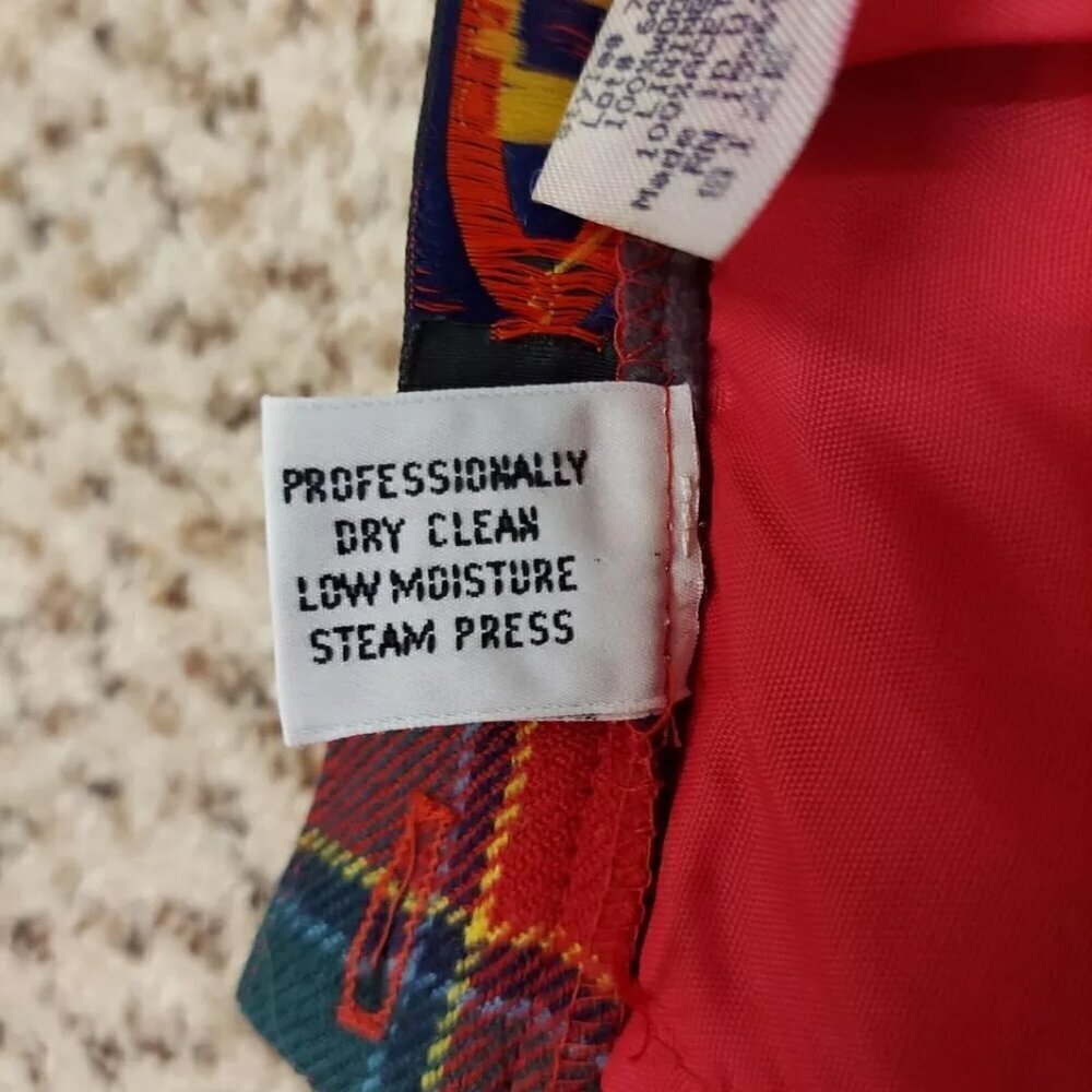 Vintage Charter Club 100% New Pure Wool Plaid Mini Pencil Skirt 14 Lined Red - Picture 11 of 12